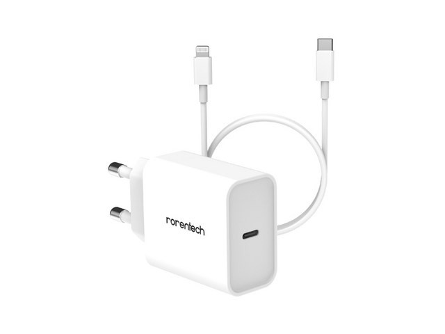 [아이폰 정품 충전기] 착용하면 멋진 로랜텍 아이폰 20W 고속충전기 + C to 8핀 고속케이블 1m 세트